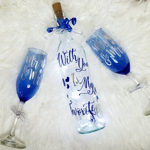 Personalized Wine Bottles w/ Fairy Lights